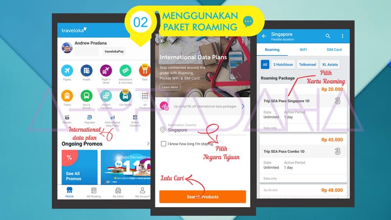 Menggunakan kartu roaming provider Indonesia